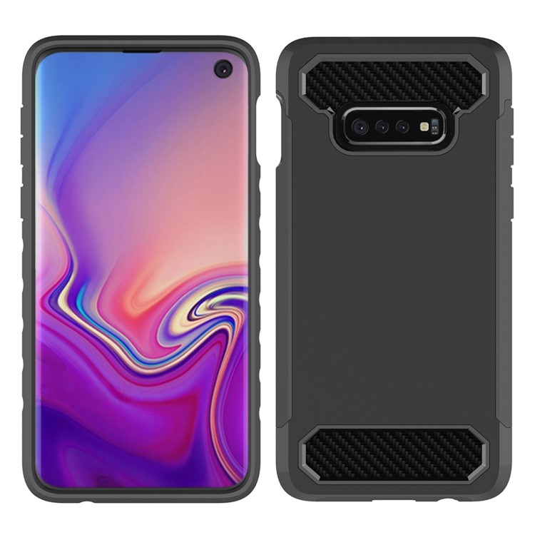 Carbon Fiber Texture TPU PC Hybrid Phone Case for Samsung Galaxy S10e - Black-2