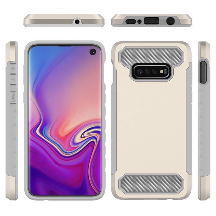 

Carbon Fiber Texture TPU PC Hybrid Phone Case for Samsung Galaxy S10e - Gold, Galaxy S10e
