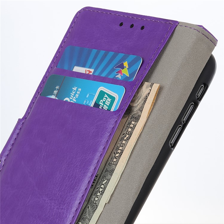 Crazy Horse Leather Wallet Case for Samsung Galaxy M10 - Purple-10