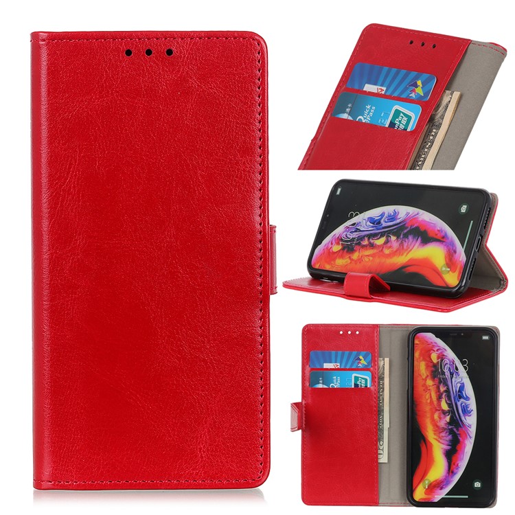

Crazy Horse Leather Wallet Stand Case for Samsung Galaxy M20 - Red, Galaxy M20