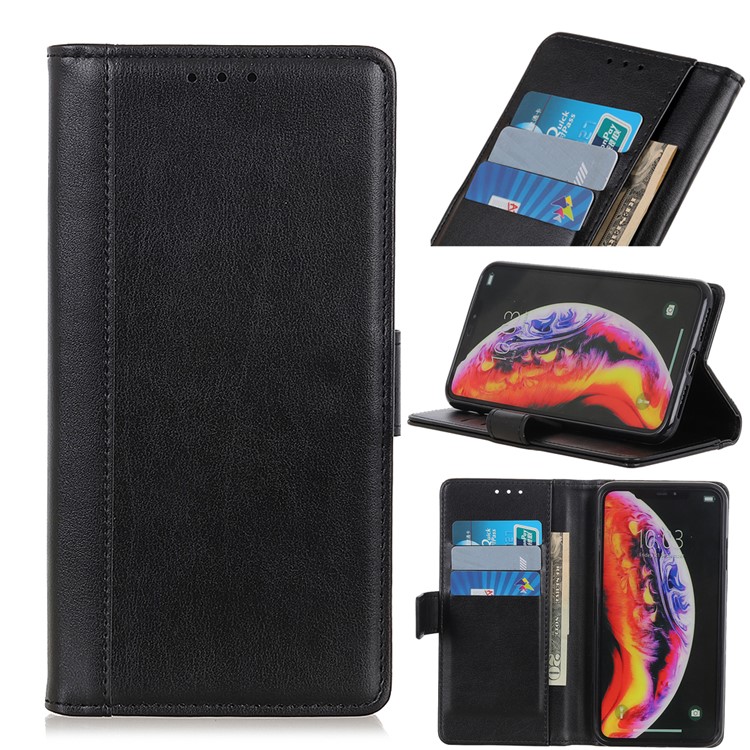 Wallet Stand Leather Cell Phone Cover for Samsung Galaxy M10 - Black-1