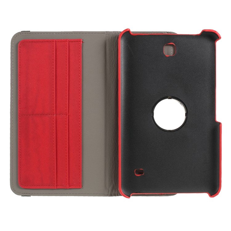 Cloth Skin Rotary Stand Leather Wallet Case for Samsung Galaxy Tab 4 8.0 T330 - Red-11