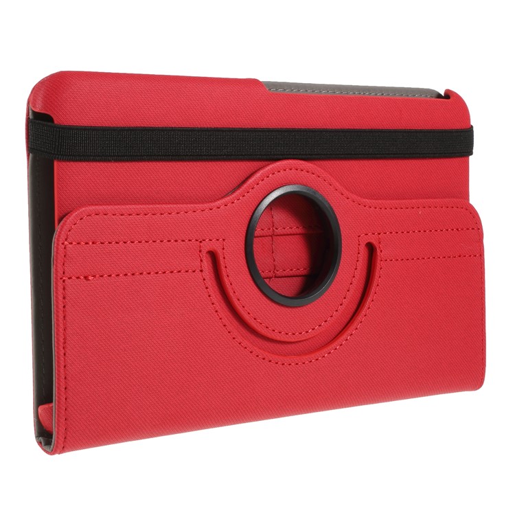 Cloth Skin Rotary Stand Leather Wallet Case for Samsung Galaxy Tab 4 8.0 T330 - Red-4