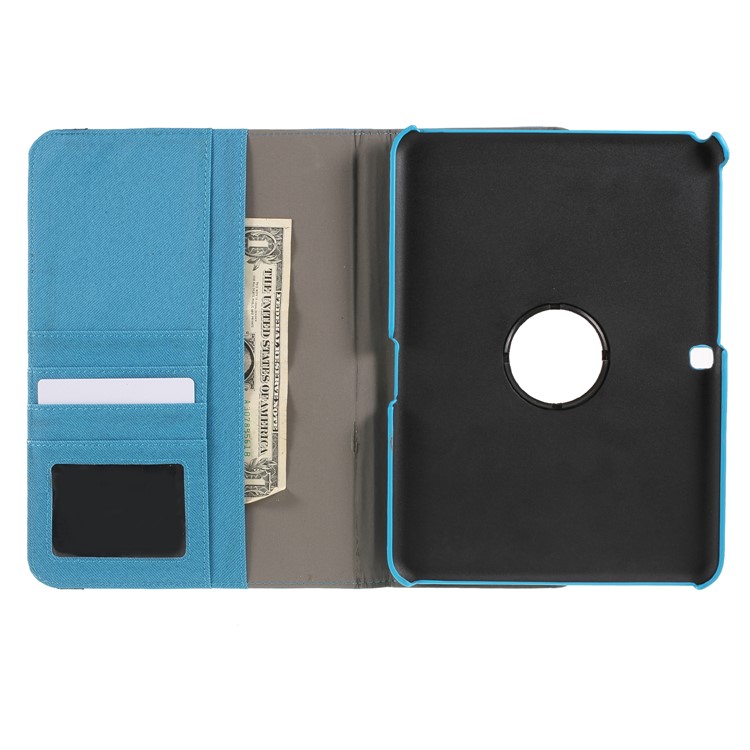 Cloth Skin Rotary Stand Leather Tablet Cover for Samsung Galaxy Tab 4 10.1 T530 - Blue-10