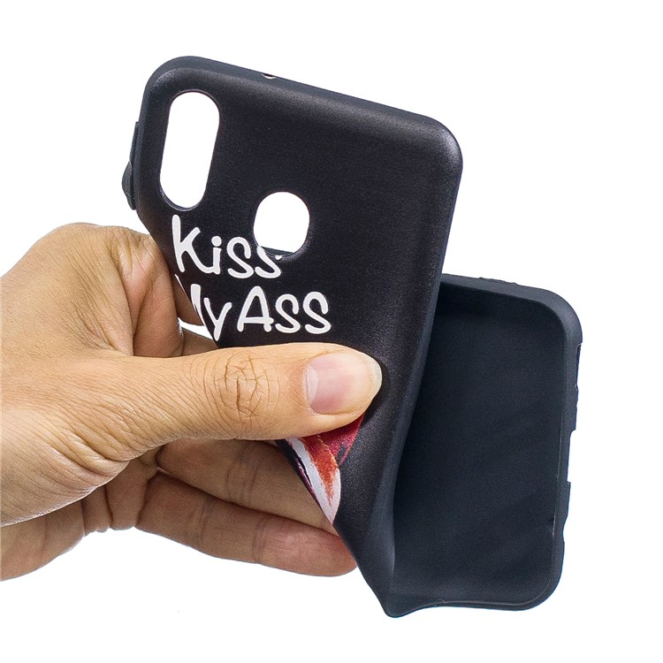 Pattern Printing Embossed TPU Shell Case for Samsung Galaxy M20 - Kiss My Ass-5