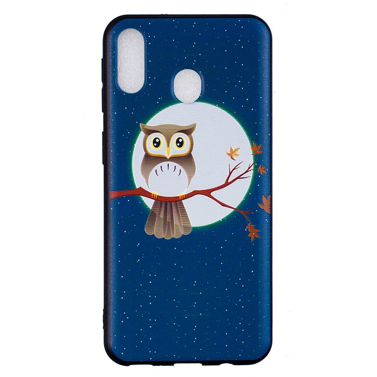 Pattern Printing Embossed TPU Shell Case for Samsung Galaxy M20 - Owl on the Branch-2