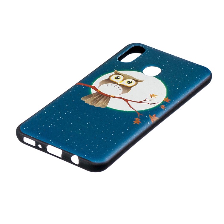 Pattern Printing Embossed TPU Shell Case for Samsung Galaxy M20 - Owl on the Branch-3