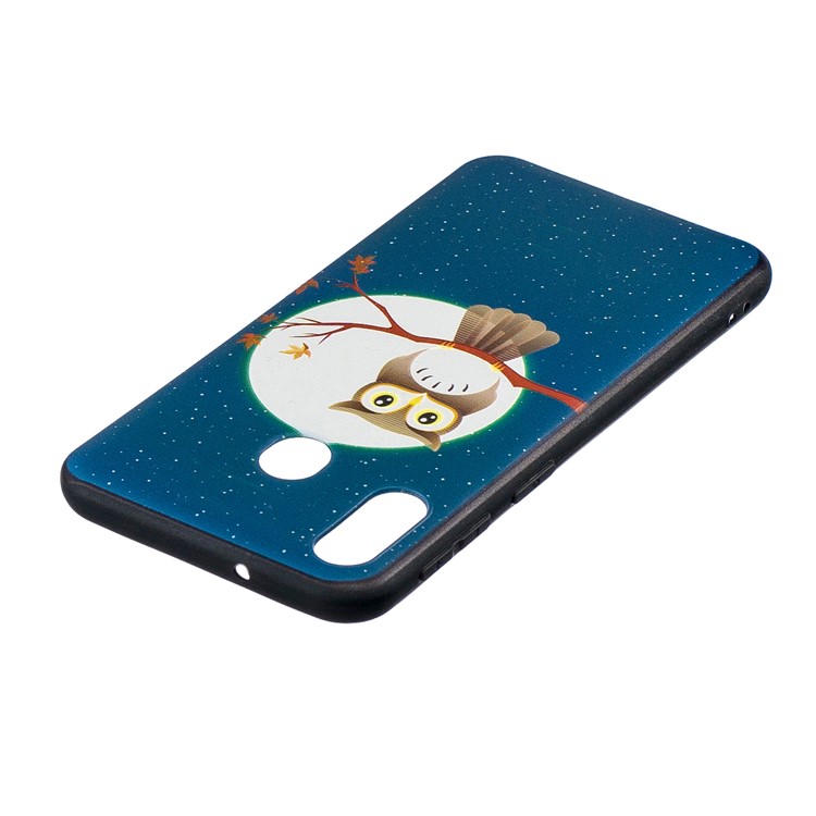 Pattern Printing Embossed TPU Shell Case for Samsung Galaxy M20 - Owl on the Branch-4