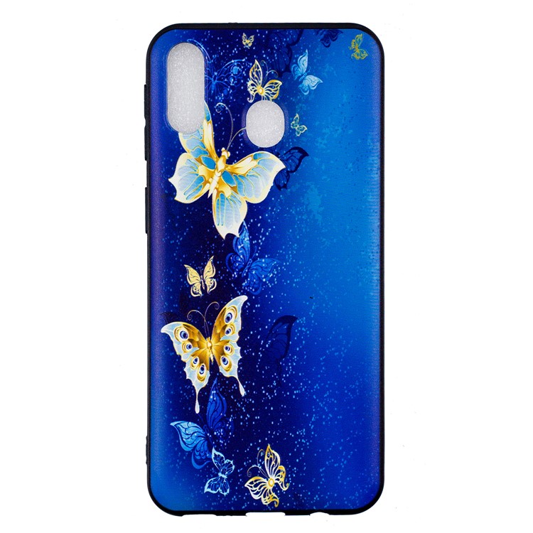 Impressão Em Relevo Em Relevo TPU Shell Case Para Samsung Galaxy M20 - Teste Padrão De Borboleta-2