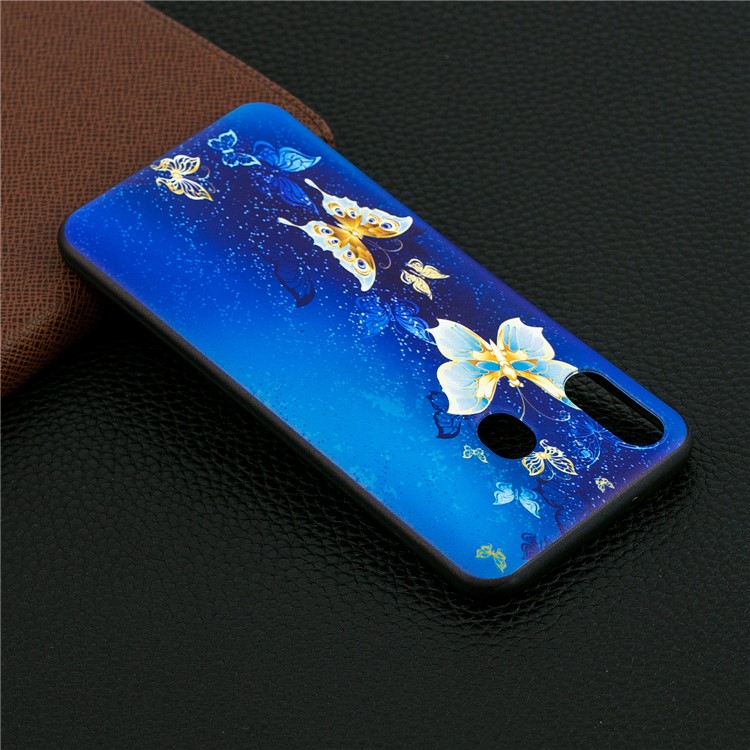 Impressão Em Relevo Em Relevo TPU Shell Case Para Samsung Galaxy M20 - Teste Padrão De Borboleta-7