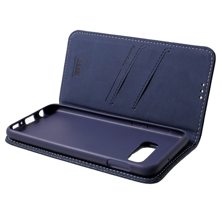 GEBEI Litchi Grain Card Holder Leather Stand Case for Samsung Galaxy S10e - Dark Blue-5