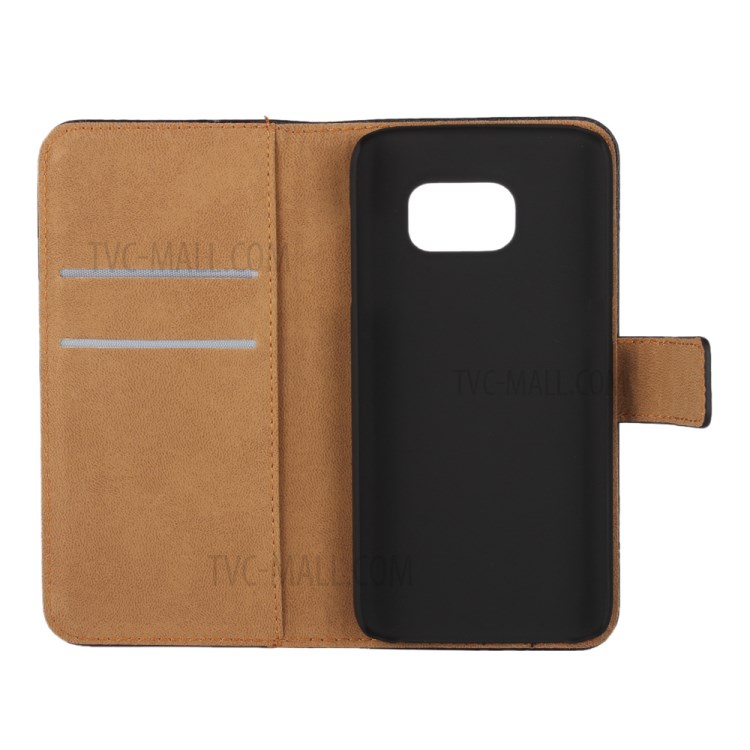 Genuine Split Leather Wallet Case Stand for Samsung Galaxy S7 G930 - Black-11