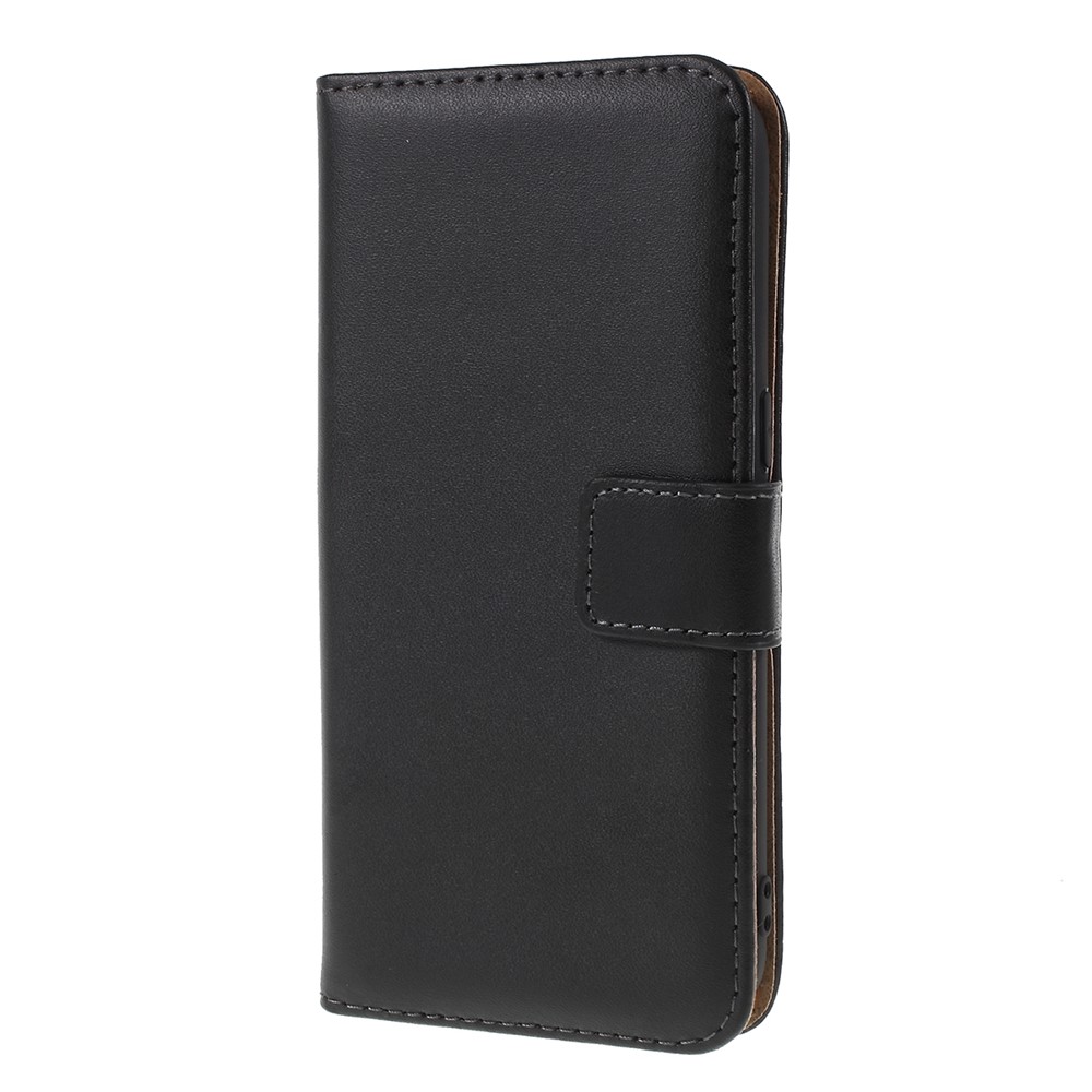 Genuine Split Leather Wallet Case Stand for Samsung Galaxy S7 G930 - Black-2