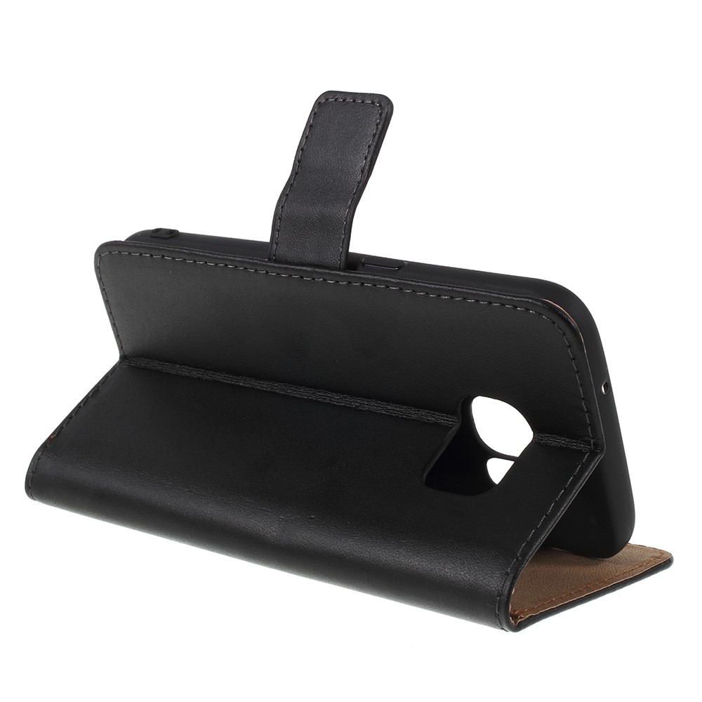 Genuine Split Leather Wallet Case Stand for Samsung Galaxy S7 G930 - Black-5