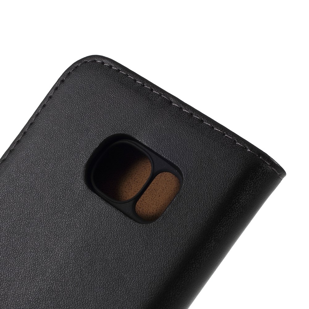 Genuine Split Leather Wallet Case Stand for Samsung Galaxy S7 G930 - Black-8