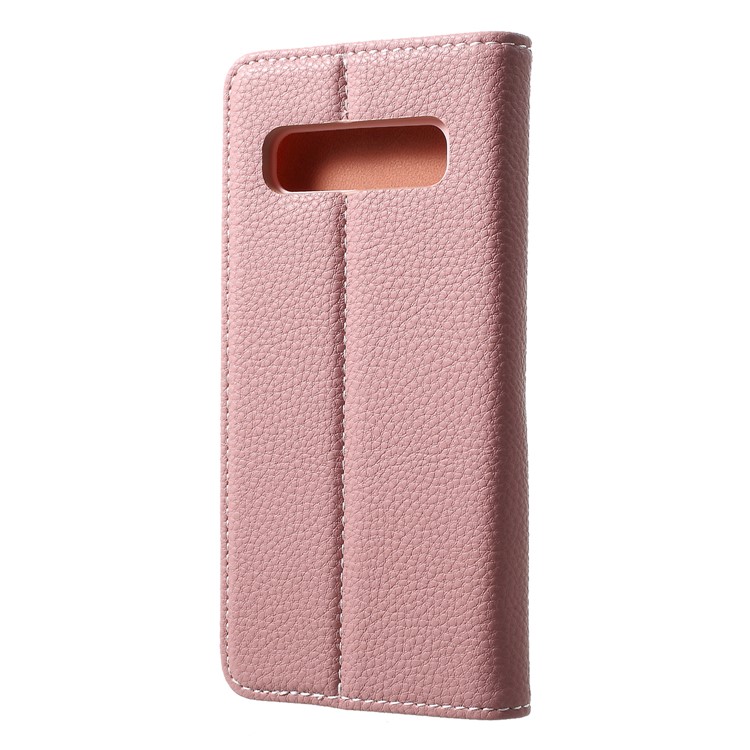 GEBEI Litchi Texture Leather Cover with Card Slots for Samsung Galaxy S10 Plus - Rose Gold-2