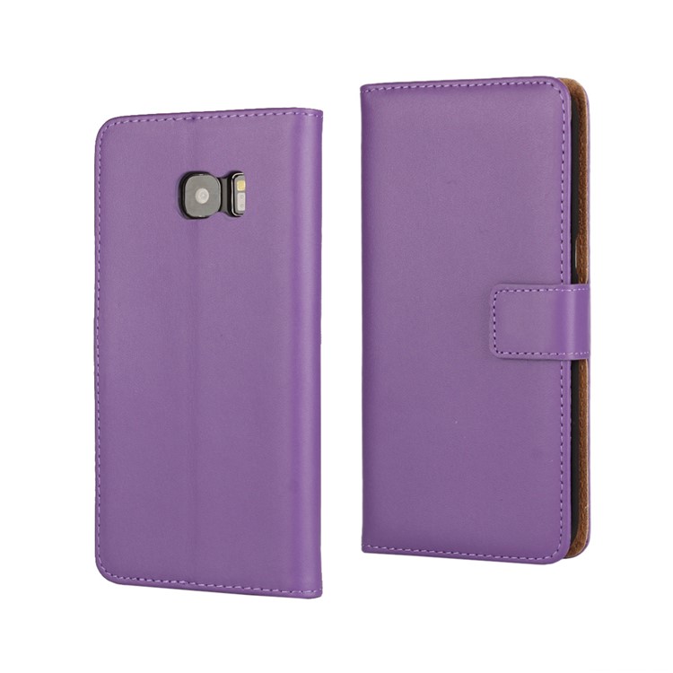 

Genuine Split Leather Protective Case Wallet for Samsung Galaxy S7 edge G935 - Purple
