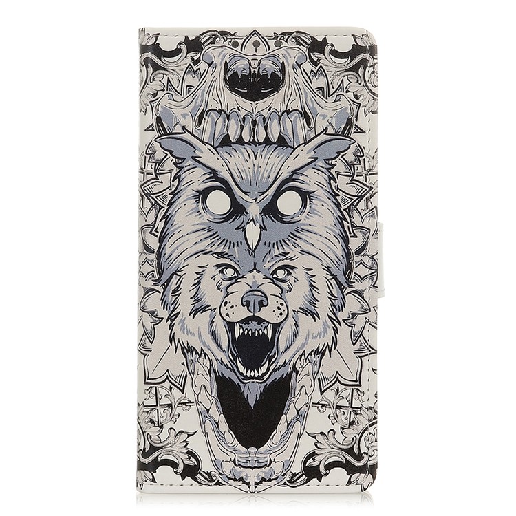 

Pattern Printing PU Leather Wallet Case for Samsung Galaxy M20 - Abstract Owl and Lion, Galaxy M20