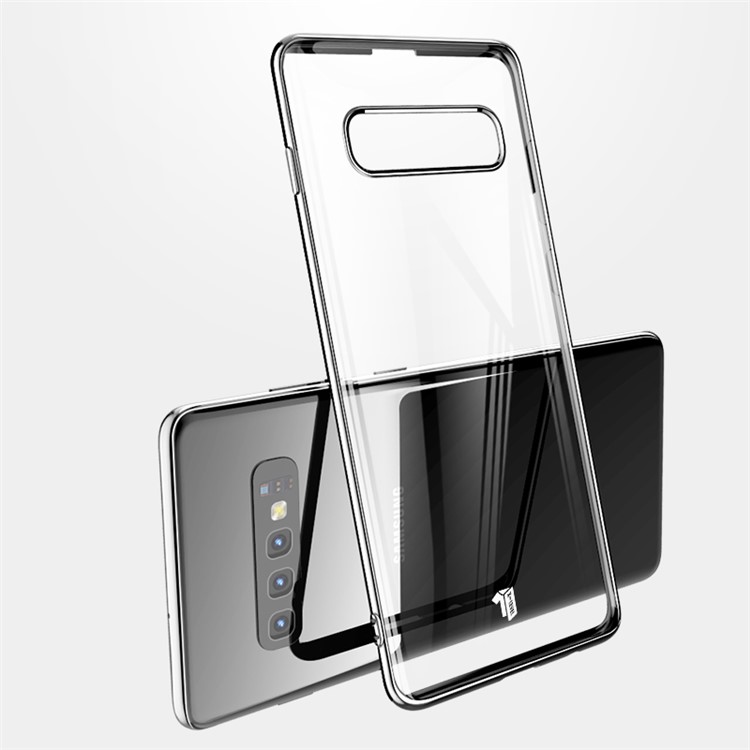 X-LEVEL Dawn Series Electroplated Edges Clear PC Hard Cover for Samsung Galaxy S10 - Black-1