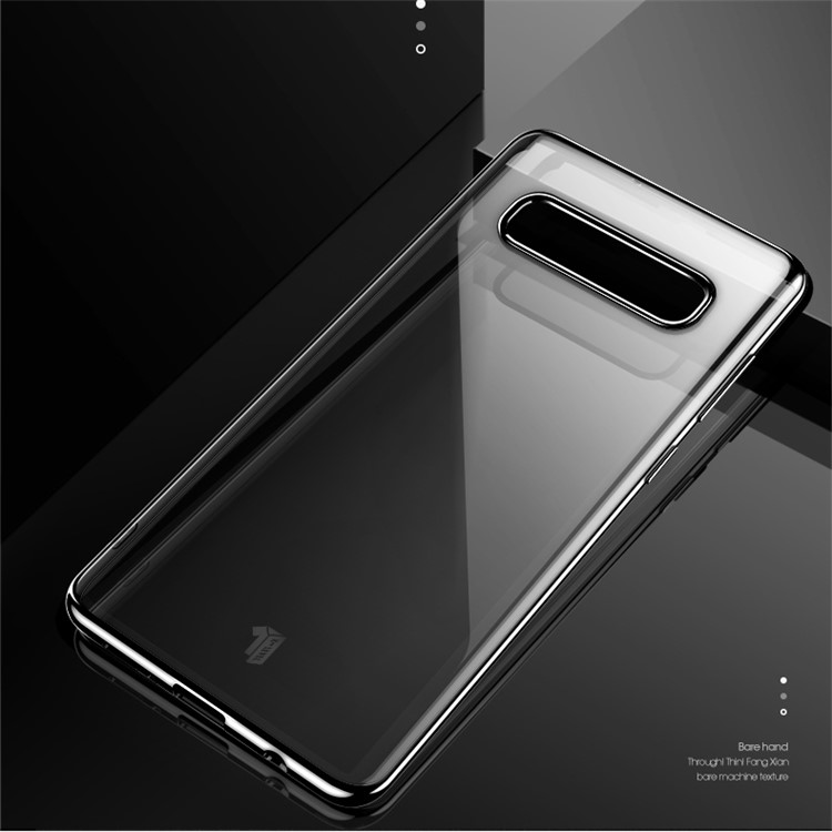 X-LEVEL Dawn Series Electroplated Edges Clear PC Hard Cover for Samsung Galaxy S10 - Black-3