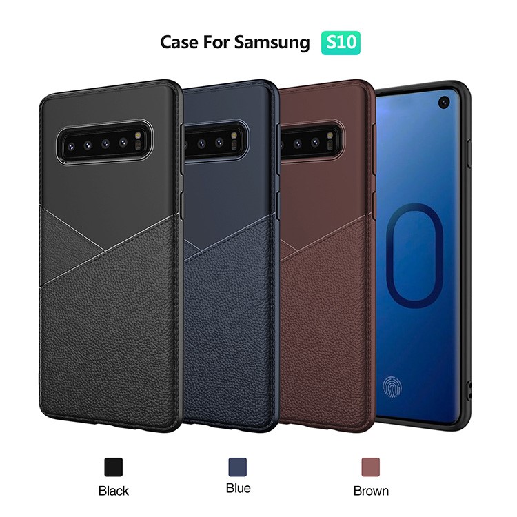 Litchi Texture Soft TPU Phone Shell for Samsung Galaxy S10 Plus - Black-5