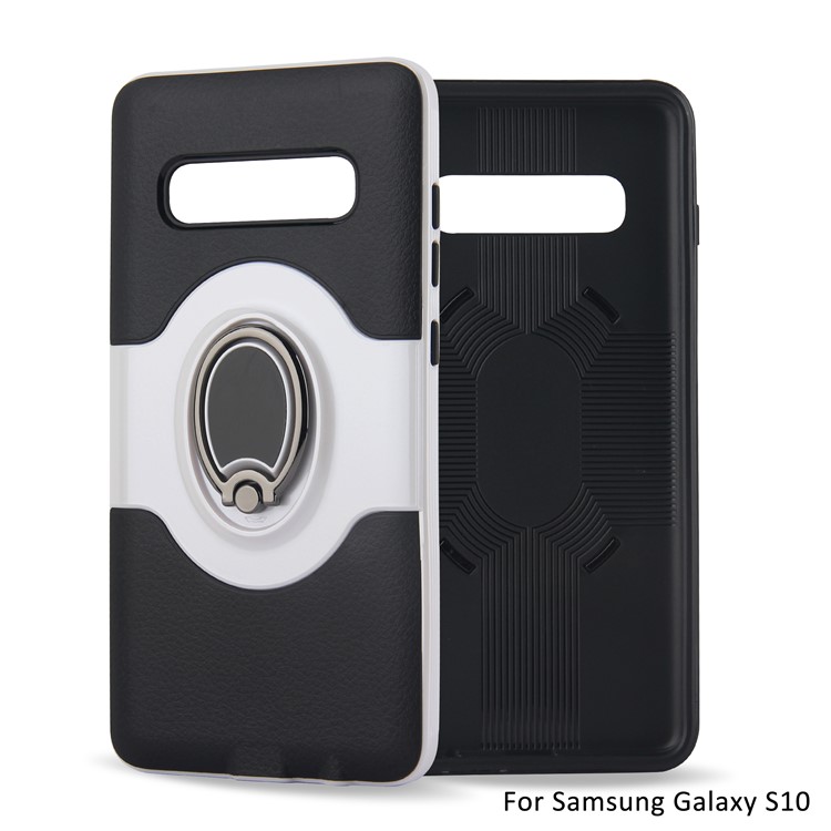 

ПК + ТПУ Комбинированный Чехол С Подставкой Для Кольца Для Samsung Galaxy S10 Plus - Белый, Galaxy S10 Plus