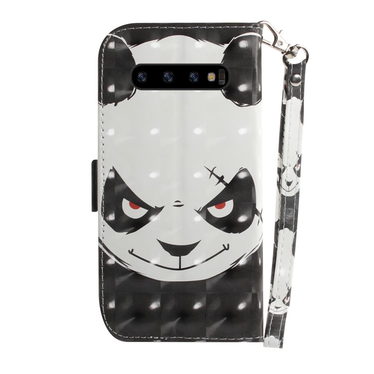 Pattern Printing Light Spot Decor Leather Wallet Case for Samsung Galaxy S10 - Panda Pattern-3