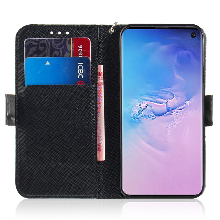 Pattern Printing Light Spot Decor Leather Wallet Case for Samsung Galaxy S10 - Panda Pattern-7