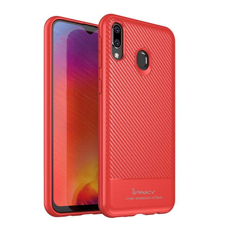 

IPAKY Carbon Fiber Series TPU Cover Case for Samsung Galaxy M20 - Red