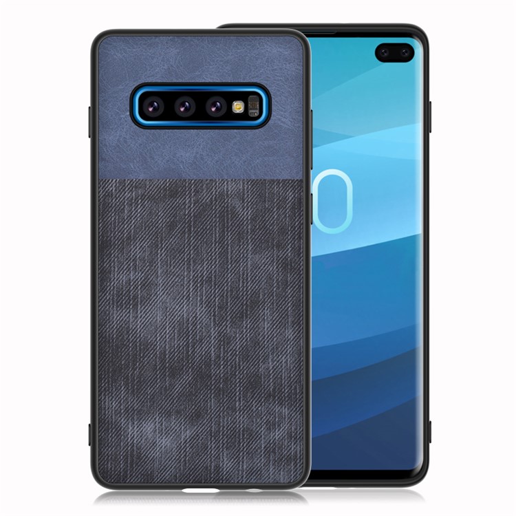

Jeans Cloth Texture PU Leather TPU Mobile Case for Samsung Galaxy S10 Plus - Blue/Dark Blue, Galaxy S10 Plus