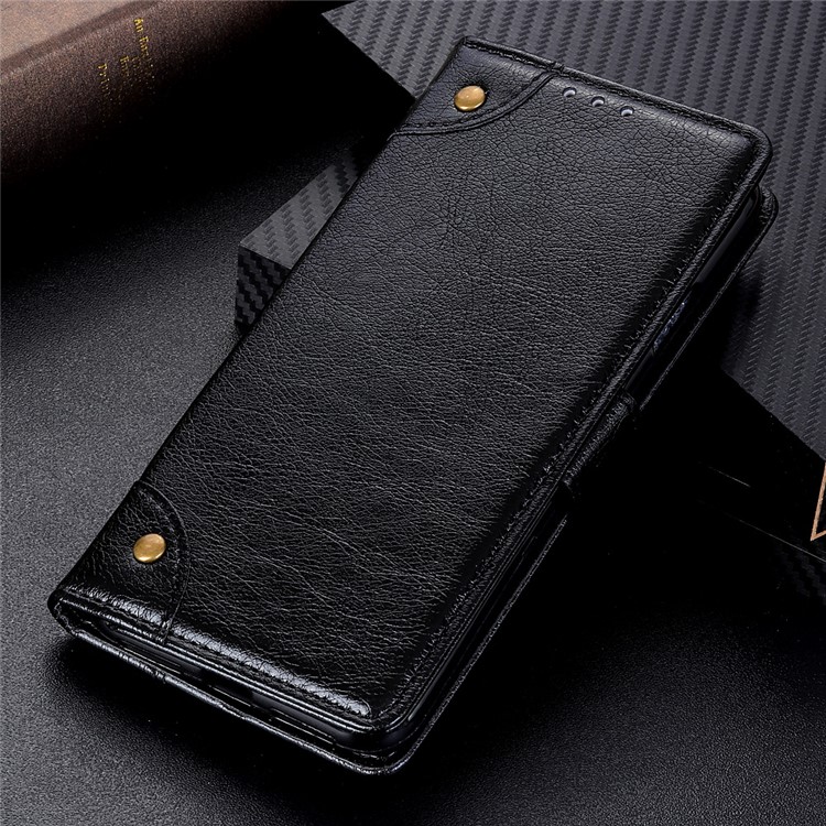 Nappa Texture Leather Phone Case with Wallet Stand for Samsung Galaxy A10 - Black-1