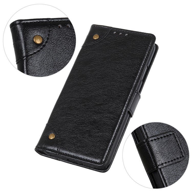 Nappa Texture Leather Phone Case with Wallet Stand for Samsung Galaxy A10 - Black-6