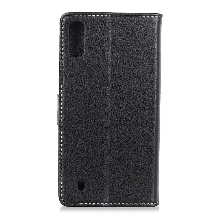 Litchi Grain Wallet Stand Leather Mobile Casing for Samsung Galaxy A10 - Black-2