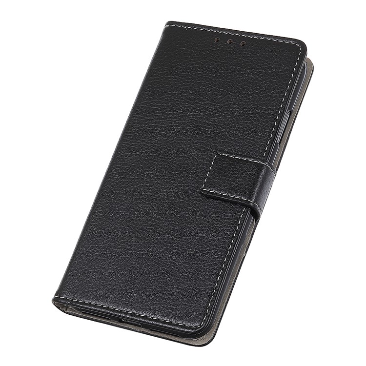 Litchi Grain Wallet Stand Leather Mobile Casing for Samsung Galaxy A10 - Black-7