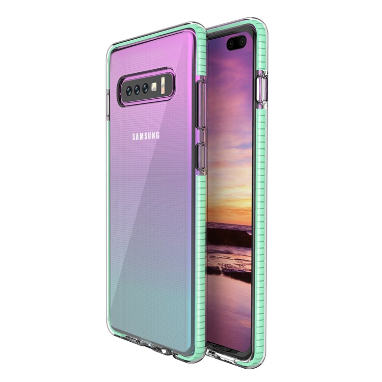Двухцветный ударопрочный tpe tpu гибридный телефон оболочки для samsung galaxy s10 плюс - циан
