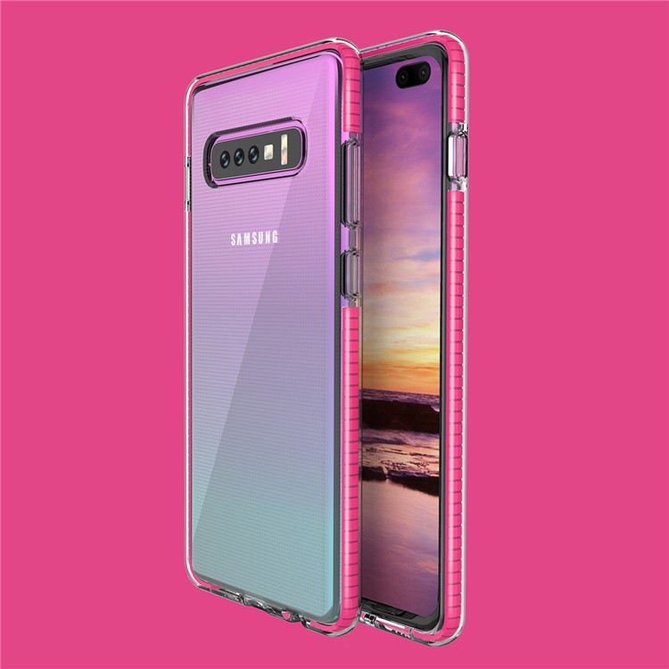 Bi-color Shock-resistant TPE TPU Hybrid Phone Shell for Samsung Galaxy S10 Plus - Rose-2