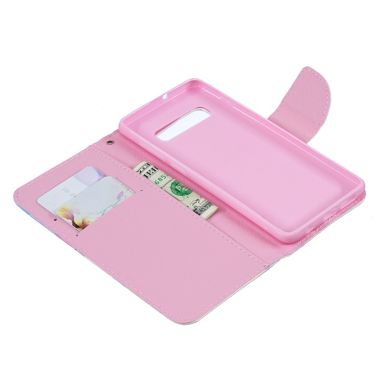 Para Samsung Galaxy S10 Além De Impressão Padrão Wallet Stand Case Com Alça - Gato Bocejando-4