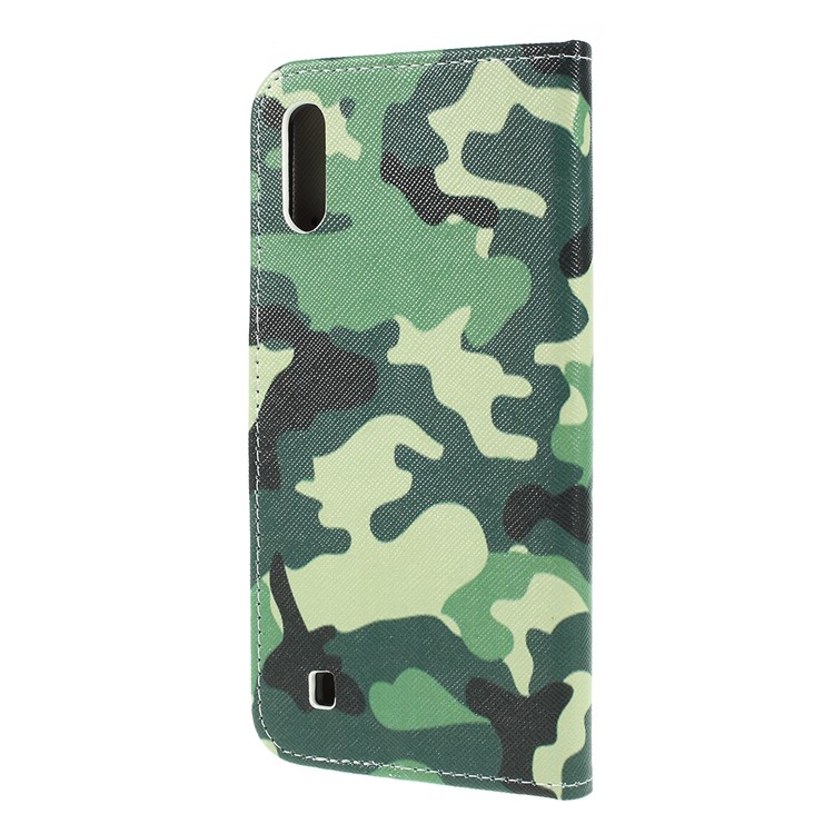 Funda Billetera De Cuero Con Textura Cruzada Para Samsung Galaxy M10 - Camuflaje-5