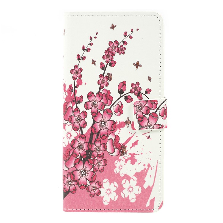 

For Samsung Galaxy M10 Pattern Printing Wallet Stand Leather Shell - Plum Blossom, Galaxy M10
