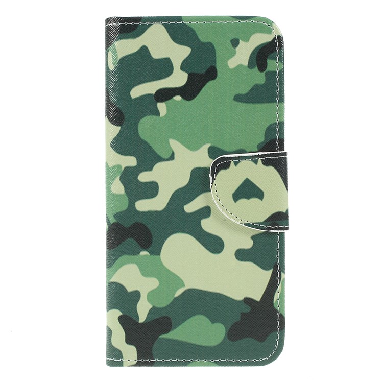 For Samsung Galaxy M20 Cross Texture Patterned Leather Wallet Cover - Camouflage-3