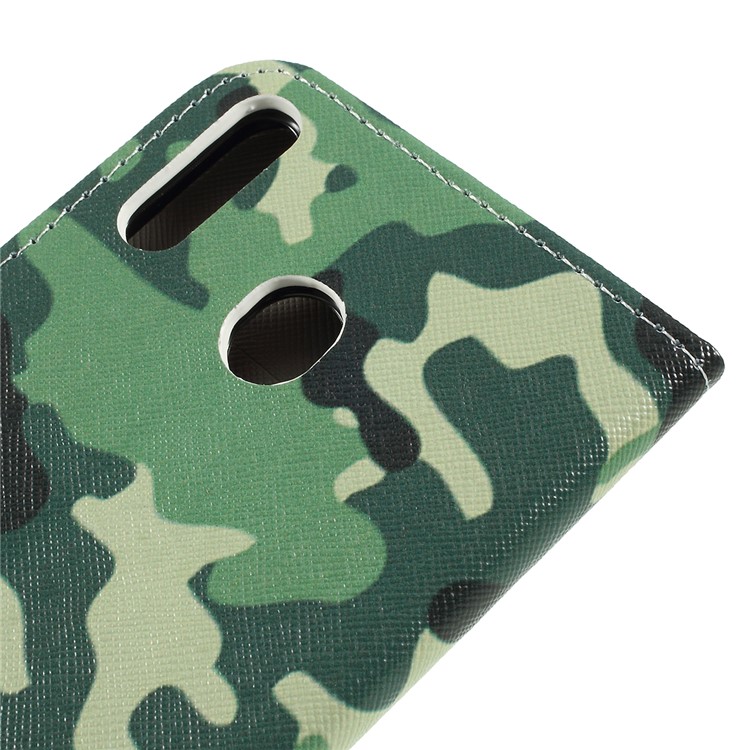 For Samsung Galaxy M20 Cross Texture Patterned Leather Wallet Cover - Camouflage-5
