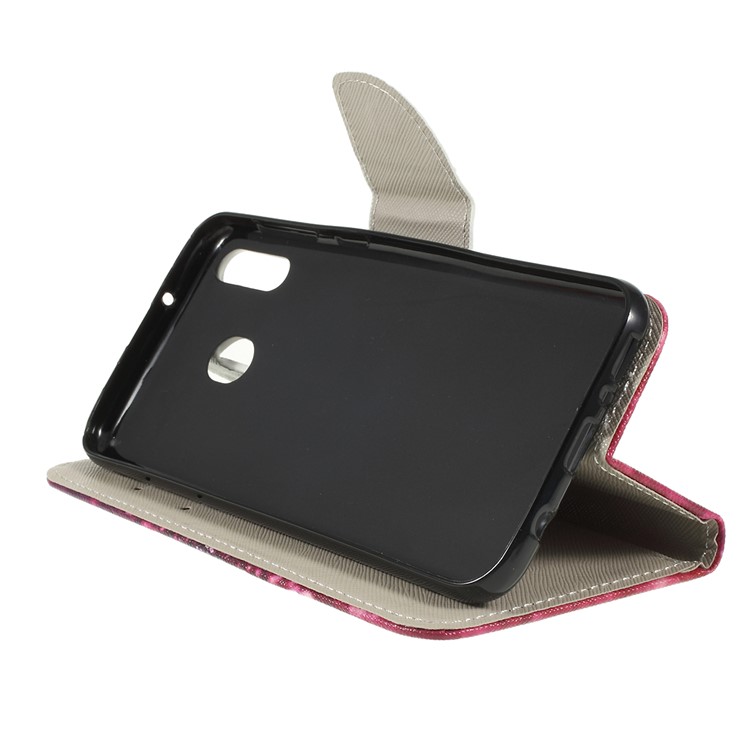 For Samsung Galaxy M20 Cross Texture Patterned Leather Wallet Cover - Keep Calm and Sparkle-2