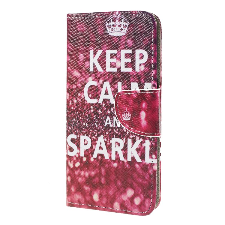 For Samsung Galaxy M20 Cross Texture Patterned Leather Wallet Cover - Keep Calm and Sparkle-4