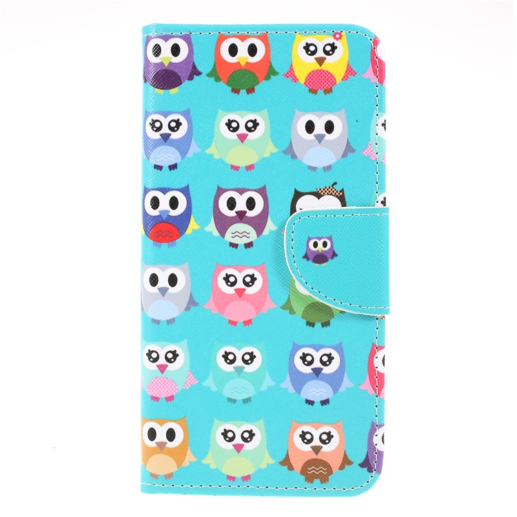 For Samsung Galaxy M20 Cross Texture Patterned Leather Wallet Cover - Cute Owls-1