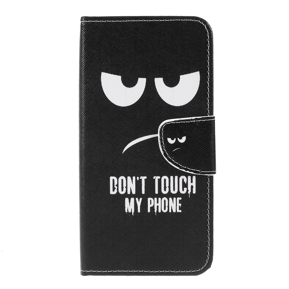 For Samsung Galaxy M20 Cross Texture Patterned Leather Wallet Cover - Do Not Touch My Phone