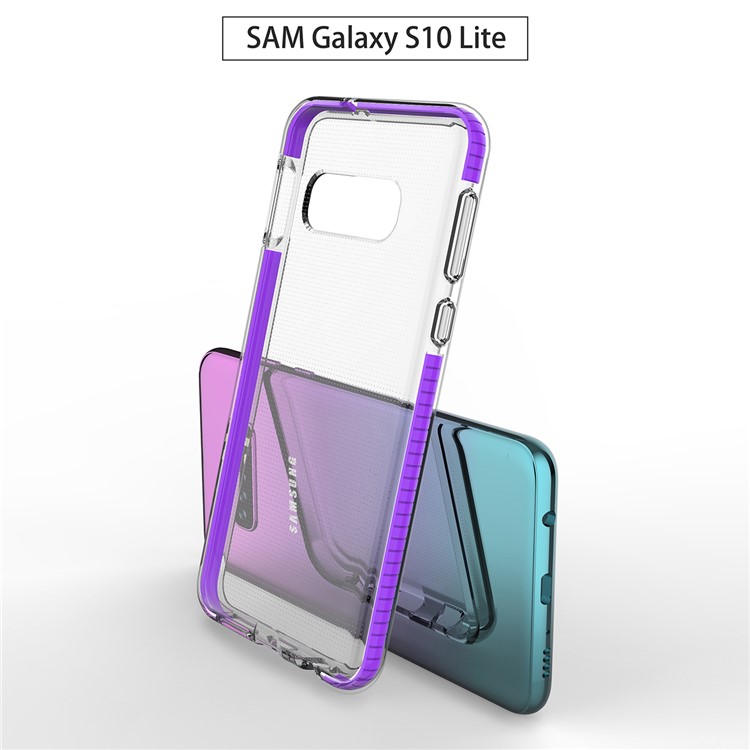 Clear TPU Case Inlaid with TPE Edges Hybrid Drop-proof Cover for Samsung Galaxy S10e - Purple-3