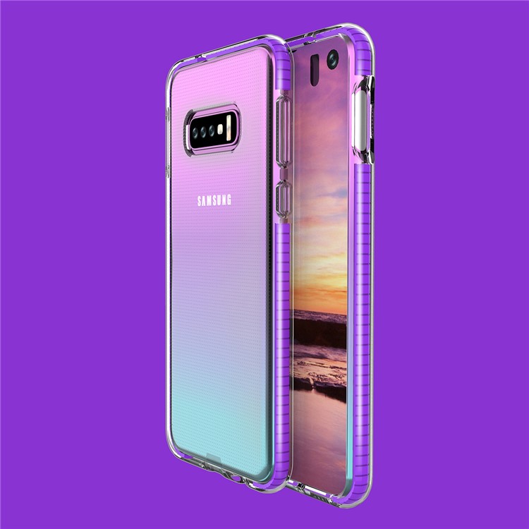 Clear TPU Case Inlaid with TPE Edges Hybrid Drop-proof Cover for Samsung Galaxy S10e - Purple-4