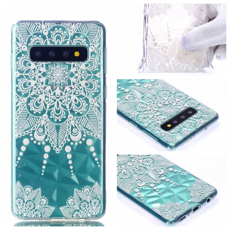 Embossed Pattern 3D Diamond Surface TPU Mobile Phone Cover for Samsung Galaxy S10 Plus - Mandala-1