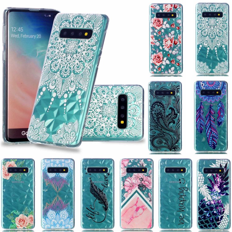 Embossed Pattern 3D Diamond Surface TPU Mobile Phone Cover for Samsung Galaxy S10 Plus - Mandala-11