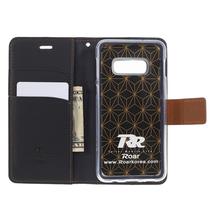 ROAR KOREA Twill Leather Wallet Stand Case for Samsung Galaxy S10e - Black-9